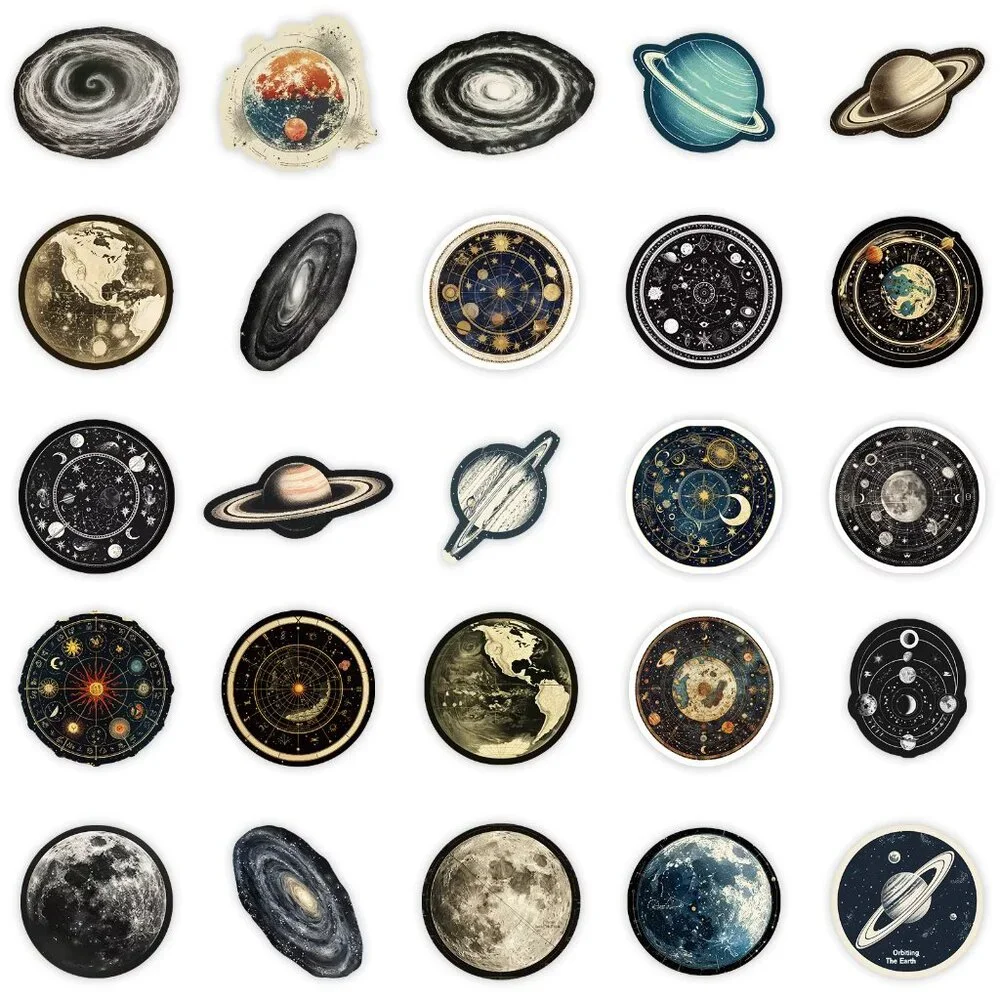 50PCS Space Station & Starry Sky Graffiti Stickers – Waterproof & DIY